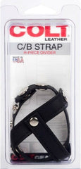 Colt Leather Cock and Ball Strap H-Piece Divider - - Stretchy Cock Rings