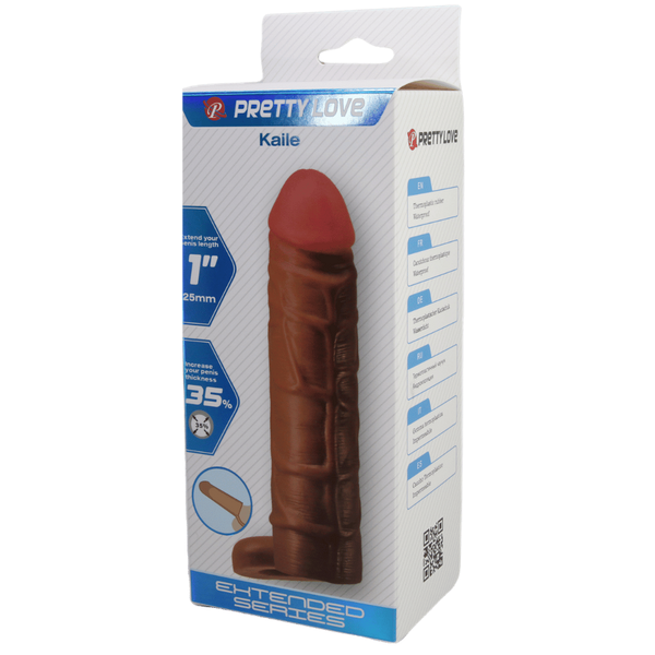 Baile Pretty Love Kaile 7 Inch Penis Extensions Sleeve Tan Advanced Texture - - Penis Sleeves and Extenders