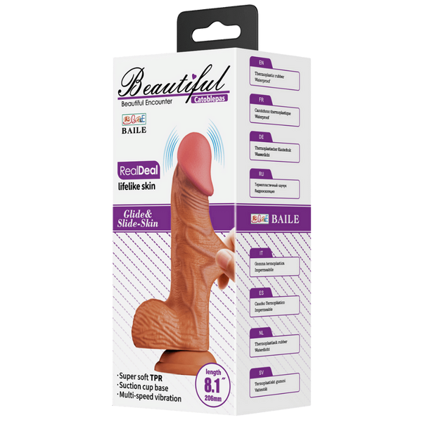 Pretty Love Catoblpas Vibrating Dong 8.1 Inch Tan - - Vibrating Dildos