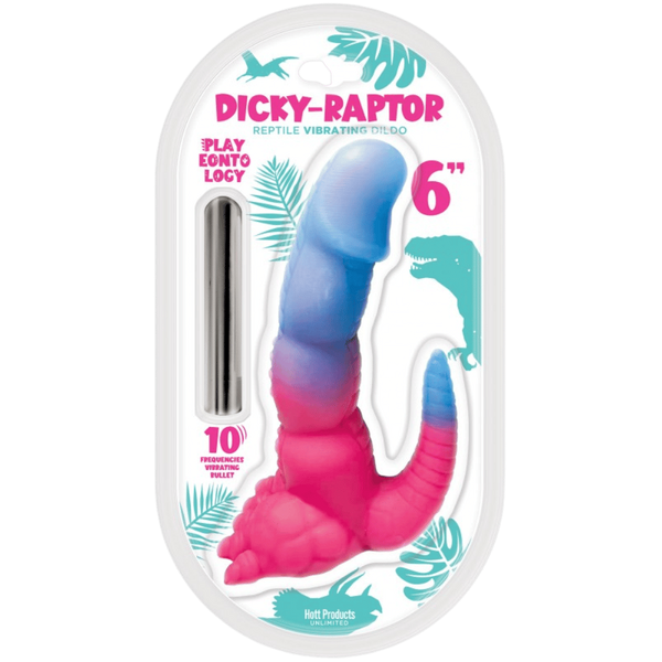 Hott Products Dicky-Raptor 6 Inch Vibrating Dildo Pink/Blue - - Vibrating Dildos