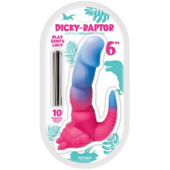 Hott Products Dicky-Raptor 6 Inch Vibrating Dildo Pink/Blue - - Vibrating Dildos