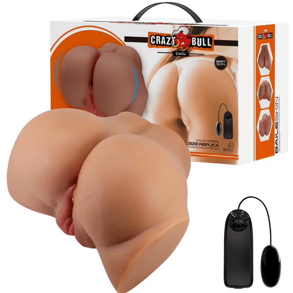 Crazy Bull Emilia Vibrating Male Masturbator Tan - - Masturbators and Strokers
