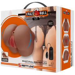 Crazy Bull Kylie Vibrating Double Entry Masturbator Tan - - Masturbators and Strokers