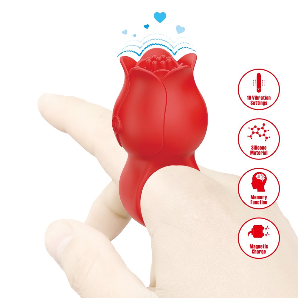 Pretty Love Jae Rose Adult Finger Vibrator Red - - Clit Ticklers and Pulsators