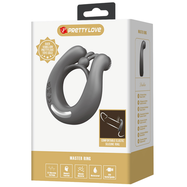 Pretty Love Master Ring Dahlia Vibrating Dick Ring Grey - - Vibrating Cock Rings