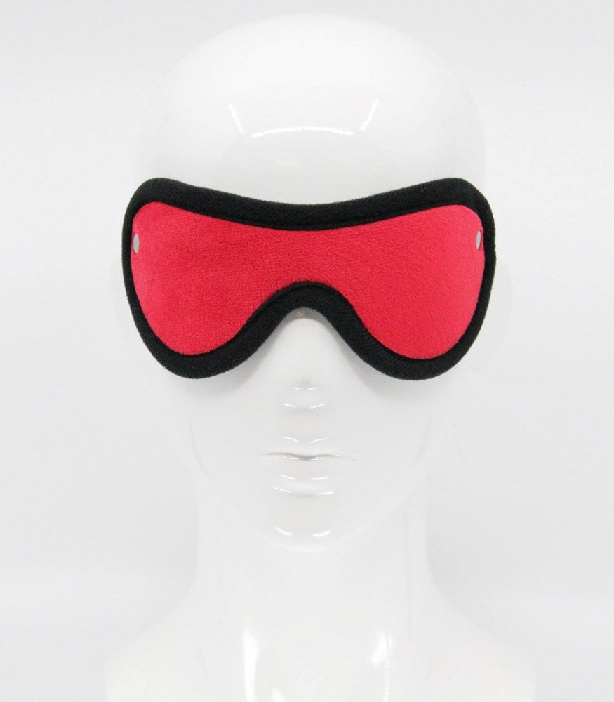 Love In Leather Soft Faux Fur BDSM Play Blindfold - Red - Masks And Blindfolds
