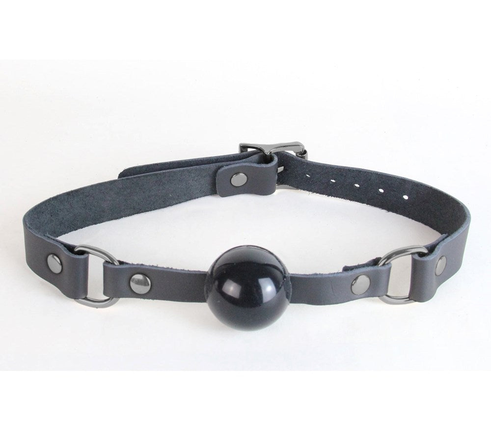 Love In Leather BDSM Gag With And Coloured hardware - Pewter - Bondage Gags and Bits