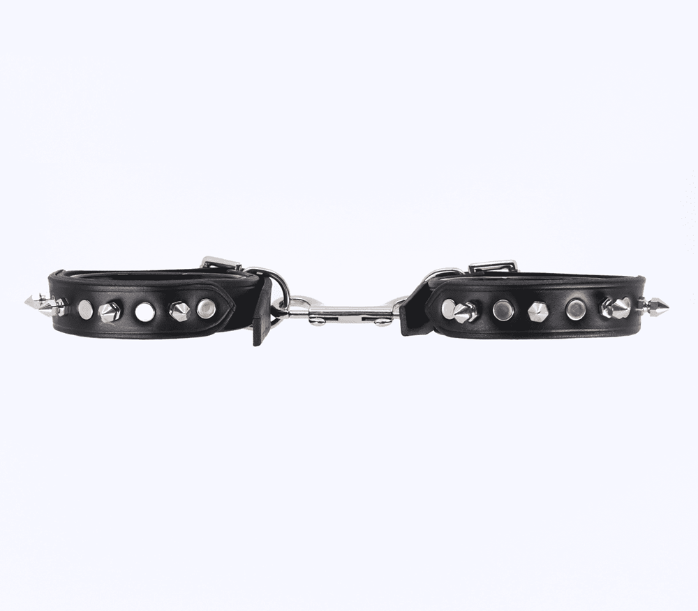 Love In Leather Spiked Leather Bondage Wrist Cuffs - - Cuffs And Restraints
