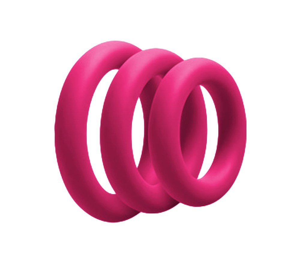 Love In Leather 3 Piece Fat Boy Stretchy Cock Rings - Magenta - Stretchy Cock Rings