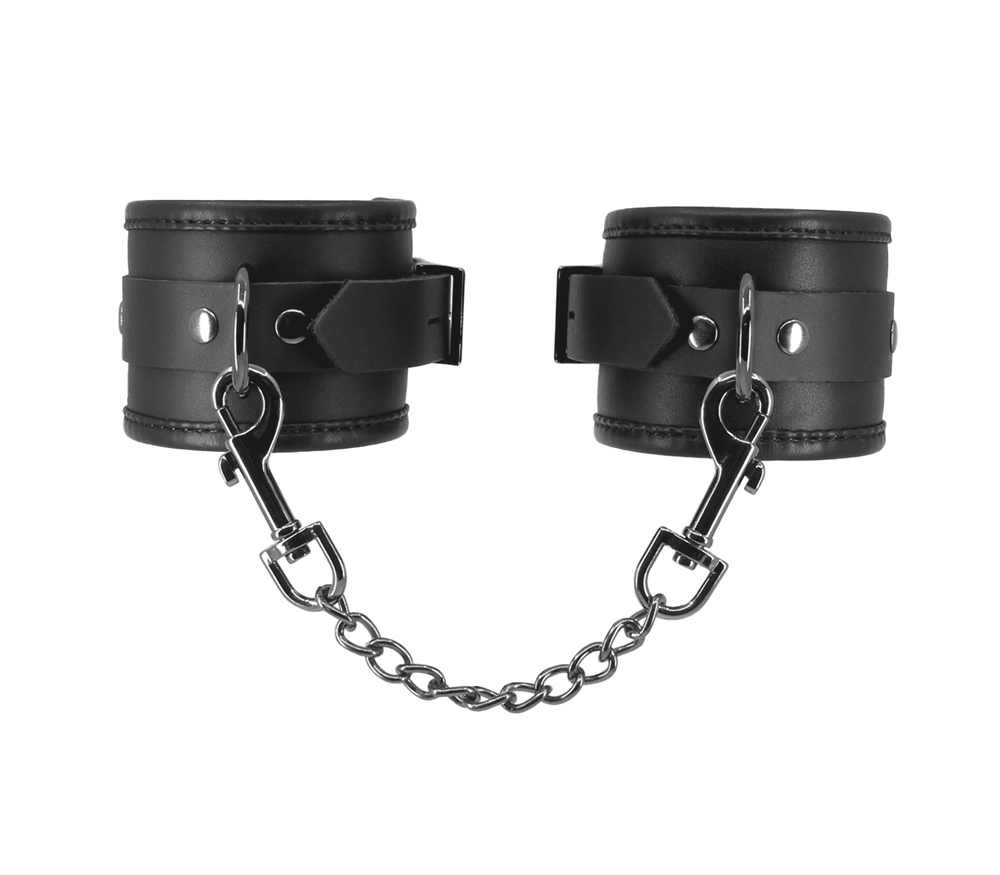 Love In Leather BDSM Hand Cuffs With Coloured Hardware - Pewter - Cuffs And Restraints