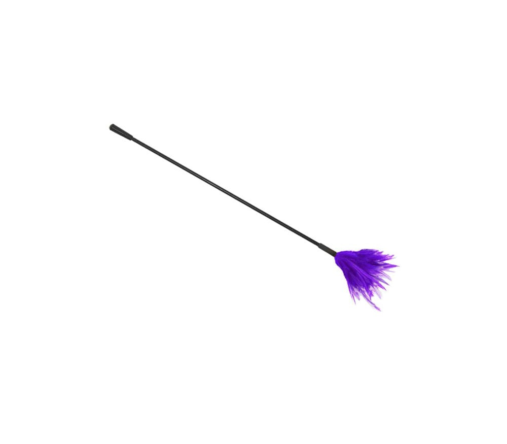 Love In Leather BDSM Crop With Feather Tickler - Purple - Whips And Crops