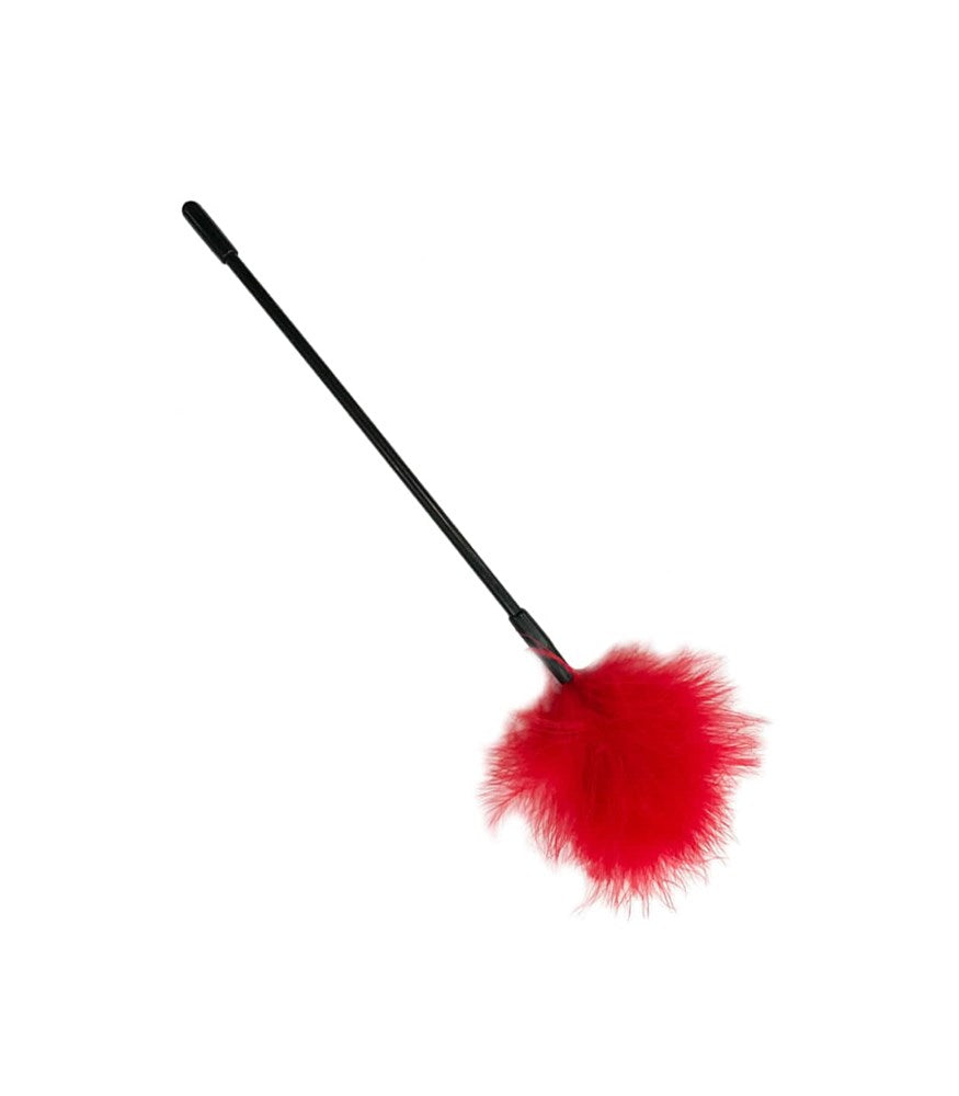 Love In Leather Small Fluffy Feather Tickler - Red - Ticklers