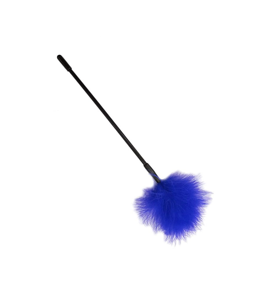 Love In Leather Small Fluffy Feather Tickler - Blue - Ticklers