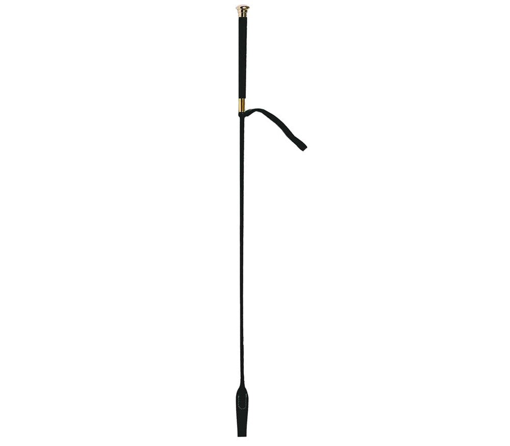 Love In Leather Riding Crop with Coloured Metal Ferrule - Brass - Whips And Crops