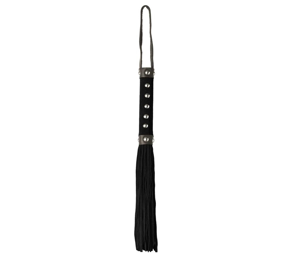 Love In Leather Studded Suede BDSM Play Flogger Premium Impact Sex Toy - Black - Whips And Crops