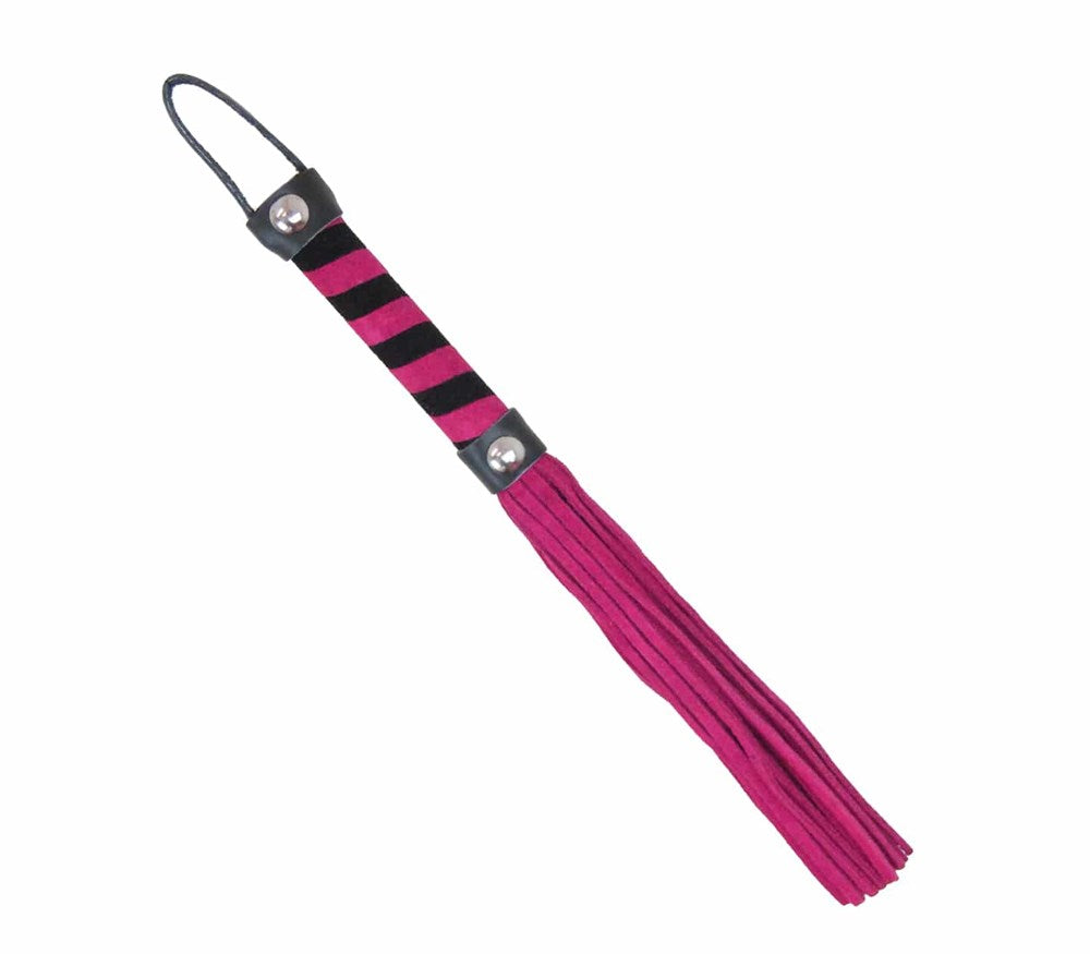 Love In Leather Candy Striped Willy Bondage Whip Premium Suede Impact Play - Pink - Whips And Crops