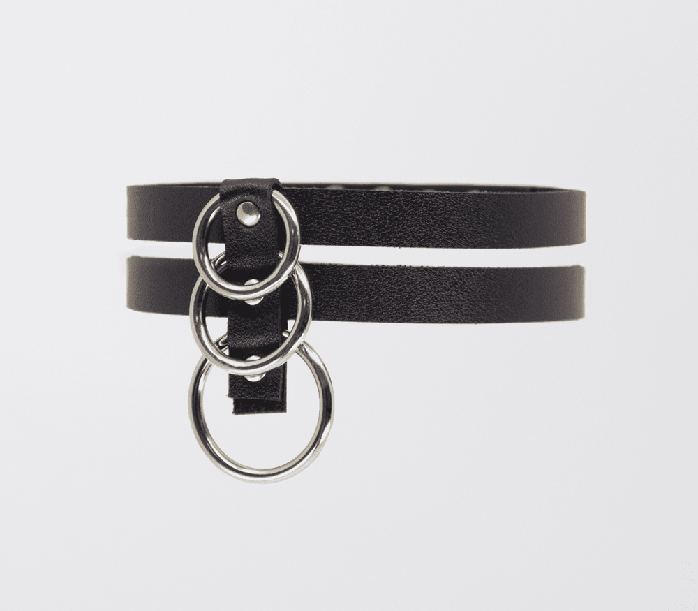 Love In Leather Double Strap Faux Leather Choker BDSM Bondage Accessory - Default Title - Collars and Leads