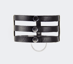 Love In Leather Triple Strap Faux Leather Choker - - Collars and Leads