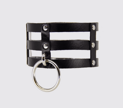 Love In Leather Triple Strap Faux Leather Choker - Default Title - Collars and Leads