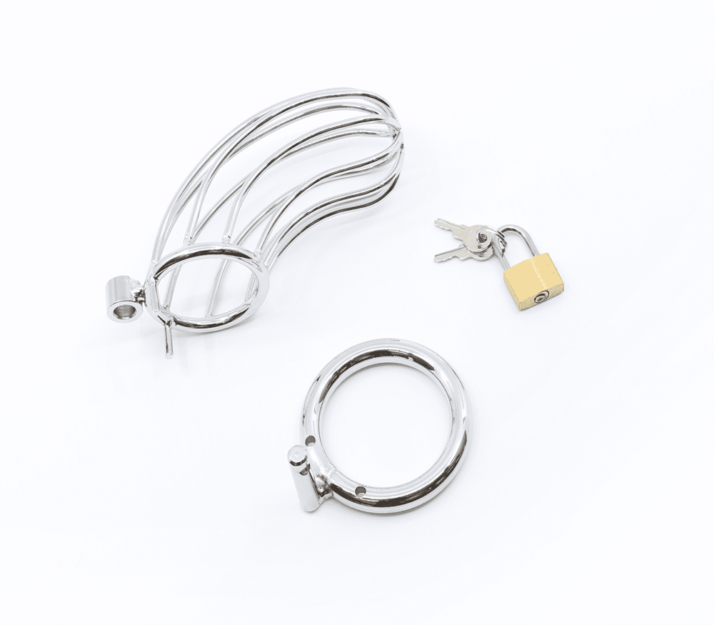 Love In Leather Zinc Alloy Bird Cage Chastity Device - 45mm - Male Chastity