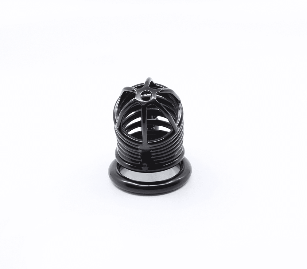 Love In Leather Matte Black Male Chastity Cage Gates Of Hell with Key - - Male Chastity