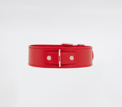 Berlin Baby BDSM Play Unlined PU Collar and Lead - Red - Collars and Leads