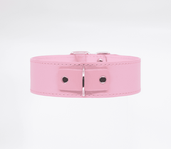 Berlin Baby BDSM Play Unlined PU Collar and Lead - Pink - Collars and Leads