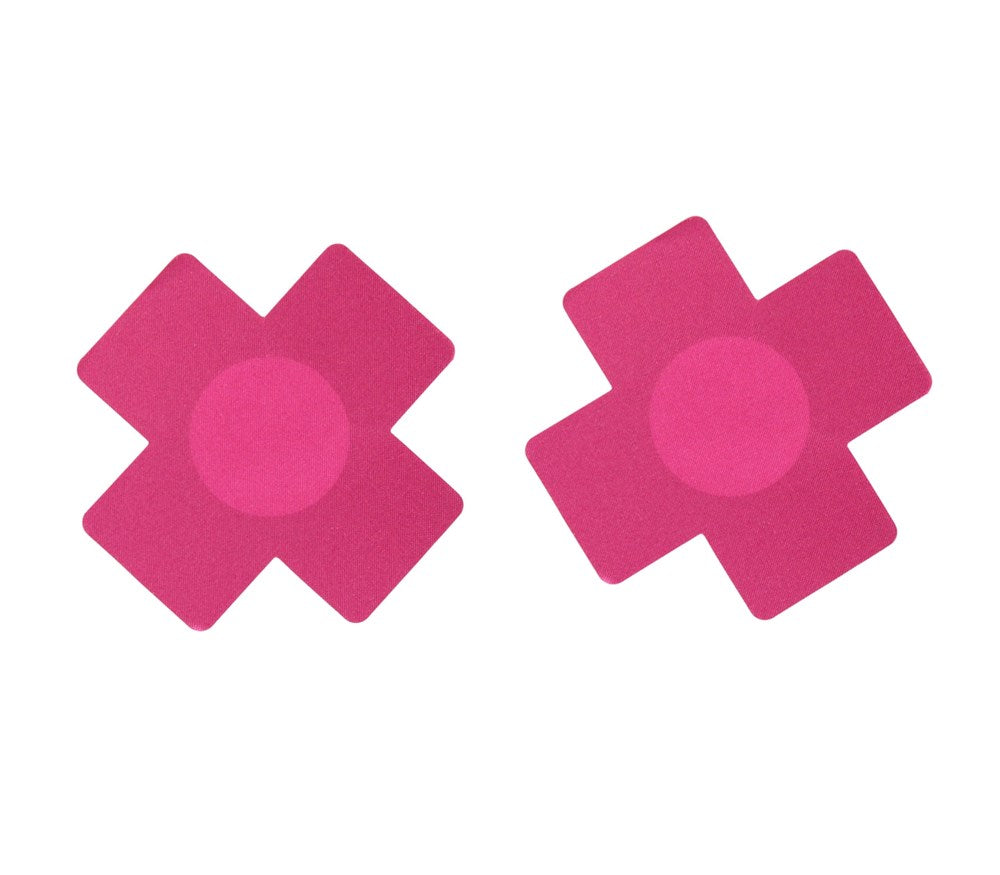 Love In Leather Satin Cross Women Nipple Pasties Cross Shape Design - Pink - Breast and Nipple Toys