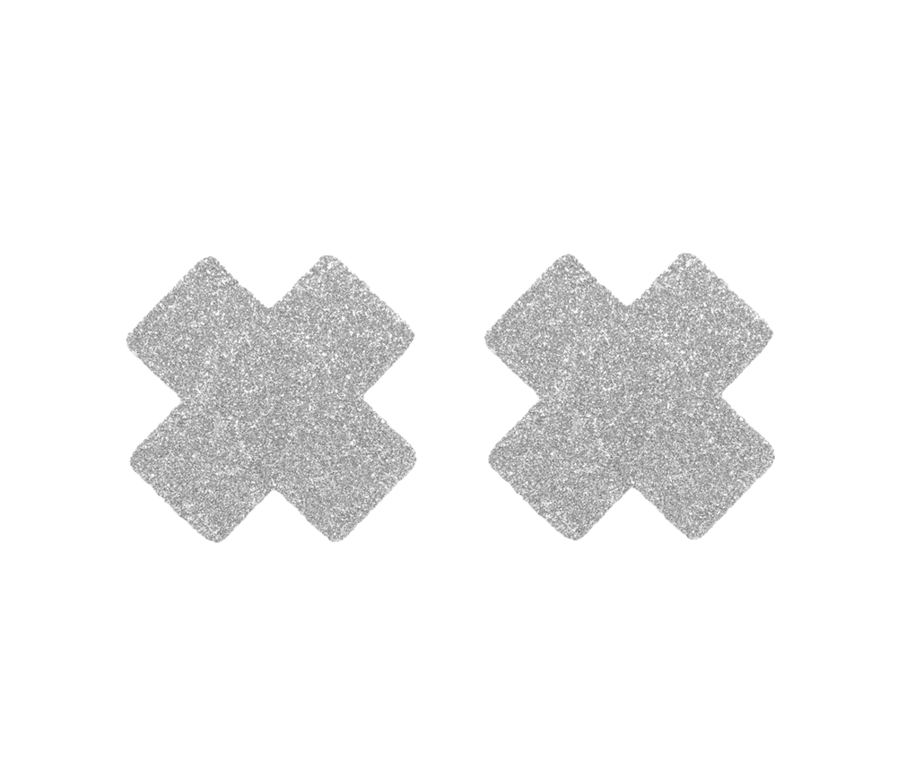 Love In Leather Satin Cross Women Nipple Pasties Cross Shape Design - Silver - Breast and Nipple Toys