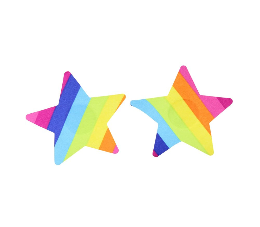 Love In Leather Rainbow Satin Sexy Nipple Pasties with Iridescent Shimmer - - Breast and Nipple Toys