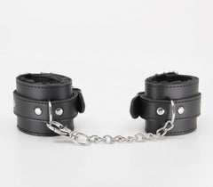 Berlin Baby Faux Fur Lined Leatherette Wrist Restraint - Black - Cuffs And Restraints