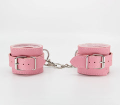 Berlin Baby Faux Fur Lined Leatherette Wrist Restraint - Pink - Cuffs And Restraints