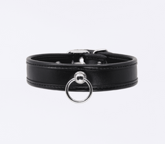 Berlin Baby Thin Padded Faux Leather Bondage Collar - - Collars and Leads