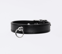 Berlin Baby Thin Padded Faux Leather Bondage Collar - Black - Collars and Leads