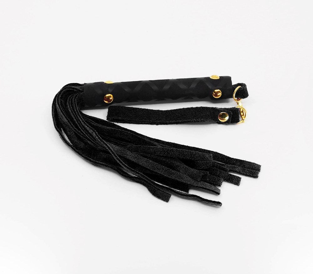 Berlin Baby Mini BDSM Flogger With Latex Handle - Black - Whips And Crops