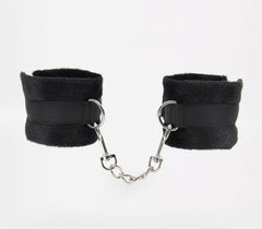 Berlin Baby Plush Bondage Cuffs With Webbing Hook - Black - Cuffs And Restraints