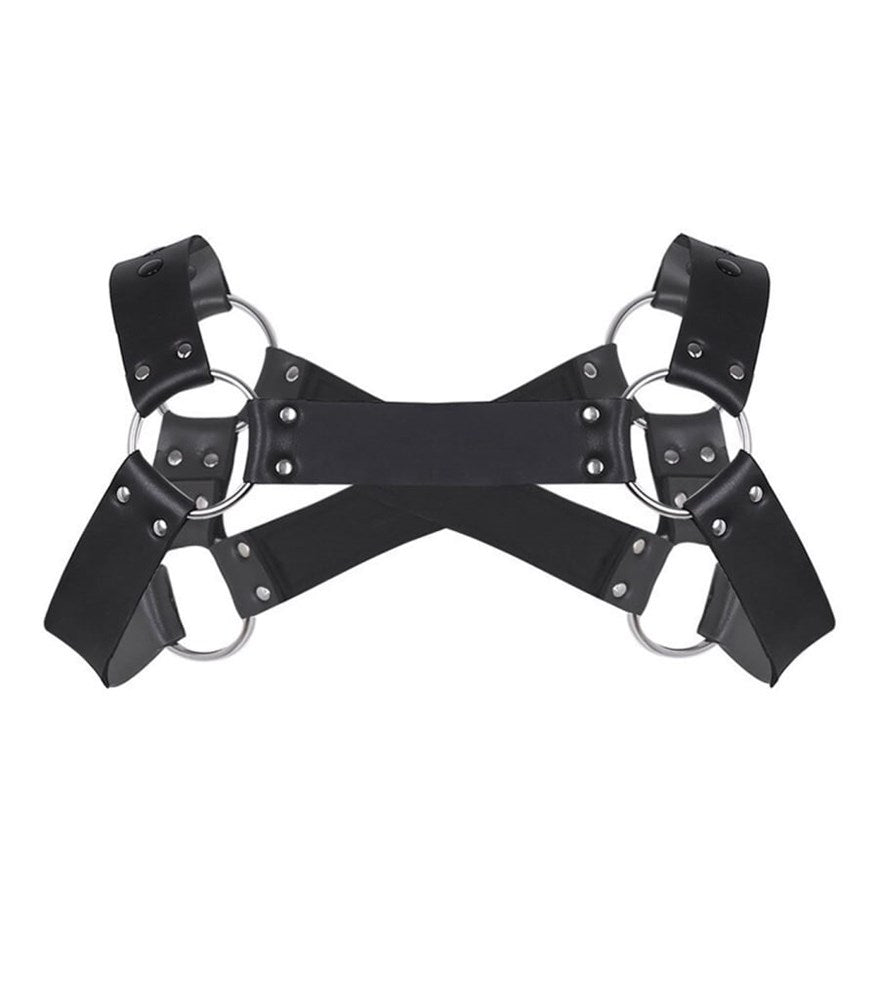 Love In Leather Mens Cross Front Neoprene Body Brace with Dual Front Zips - - Cuffs And Restraints