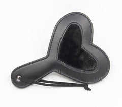 Berlin Baby Heart Shaped Vegan Leather Paddle - Black - Paddles And Slappers
