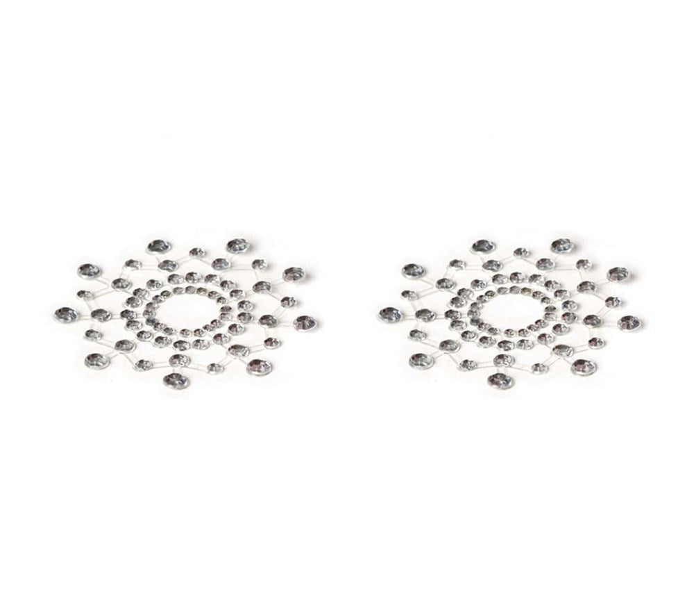 Love In Leather Rhinestone Tease Nipple Pasties with Silicone Web Design - - Breast and Nipple Toys