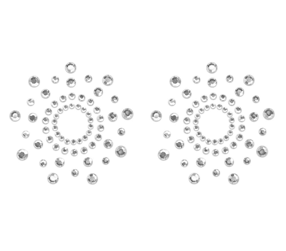 Love In Leather Rhinestone Tease Nipple Pasties with Silicone Web Design - Clear - Breast and Nipple Toys