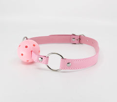 Berlin Baby Breathable Faux Leather Gag Baby Pink - - Bondage Gags and Bits