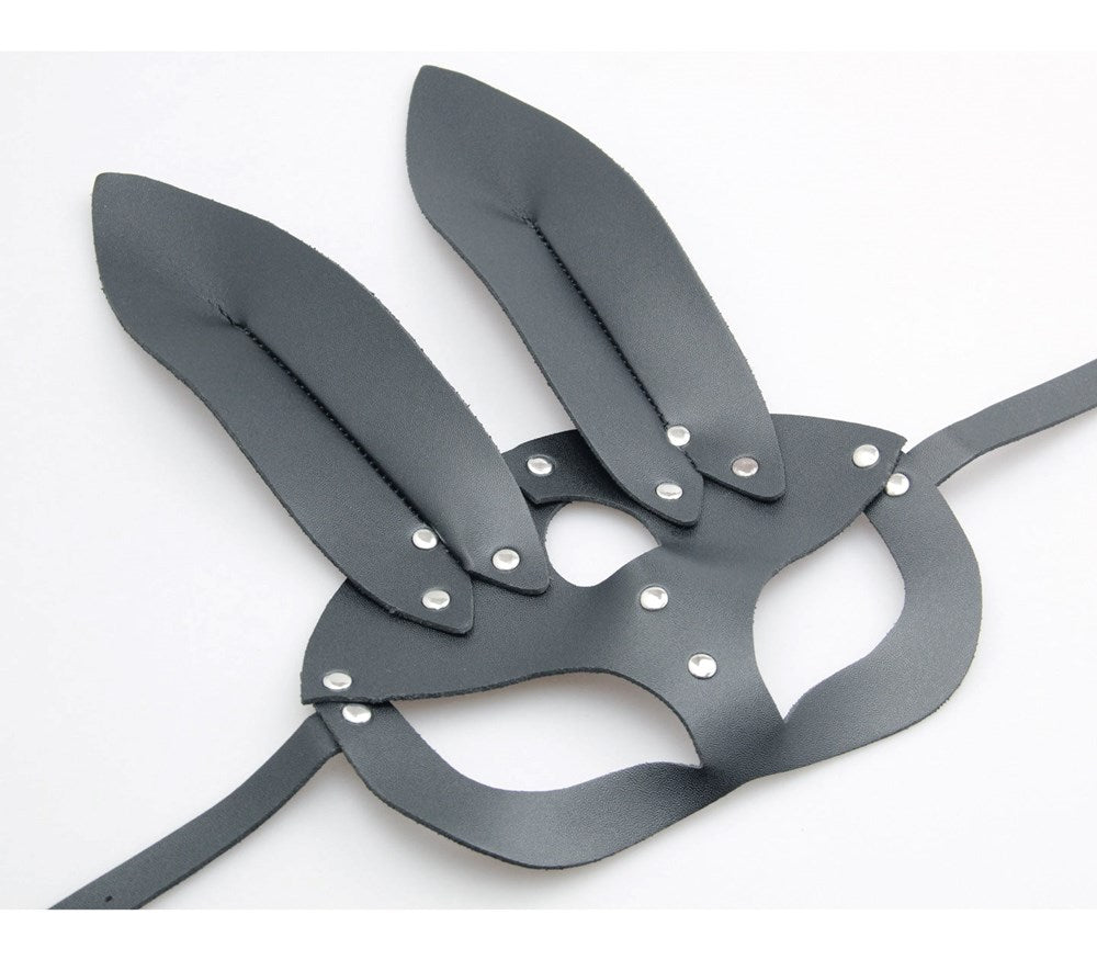 Love In Leather Half Face Leather Rabbit Mask with Genuine Leather Construction - - Masks And Blindfolds