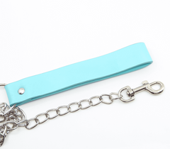 Berlin Baby Turquoise Leather Handle Chain Lead - - Collars and Leads