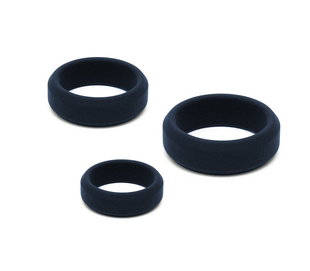 Love In Leather Bevelled Fat Boy Cock Ring 3 Pack Medical Grade Silicone - Default Title - Cock Ring Sets