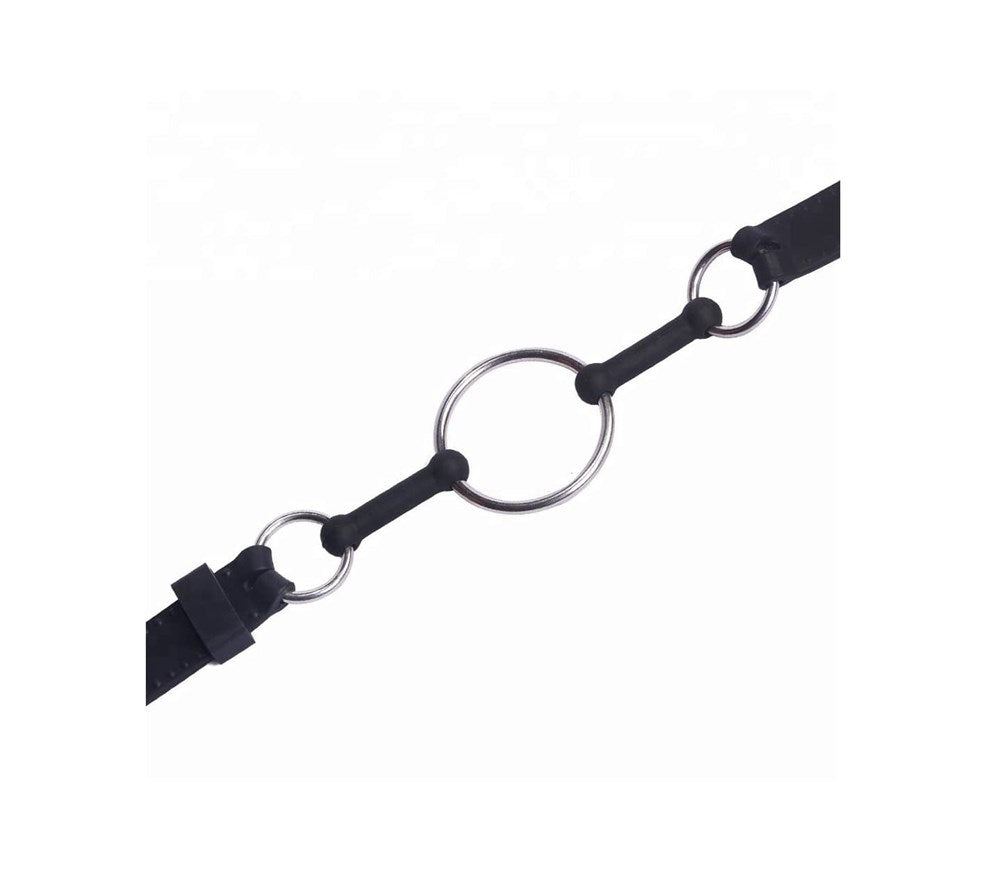 Love In Leather Metal and Silicone O-Ring Gag - - Bondage Gags and Bits
