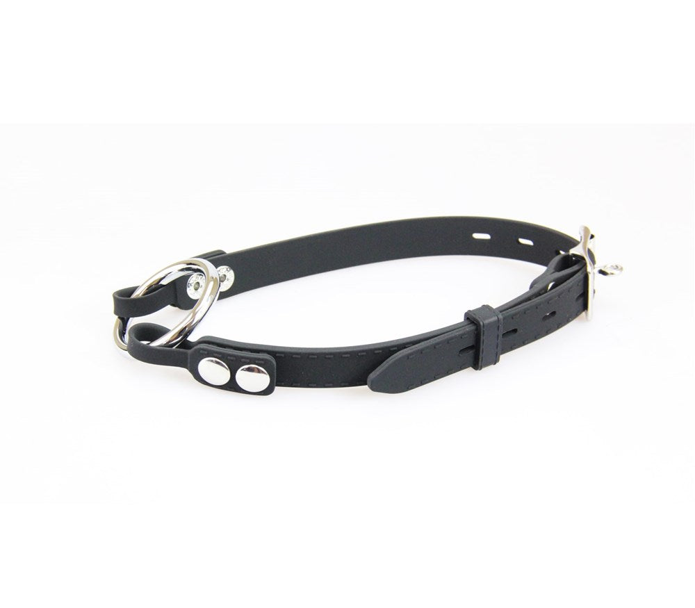 Love In Leather Silicone Gag With Metal O-Ring - - Bondage Gags and Bits