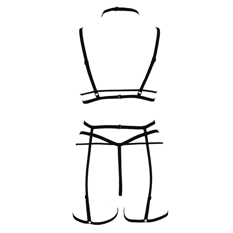 Muse Soft Cup Lace Triangle Womens Bralette Black with Removable Harness - - Her Fetish