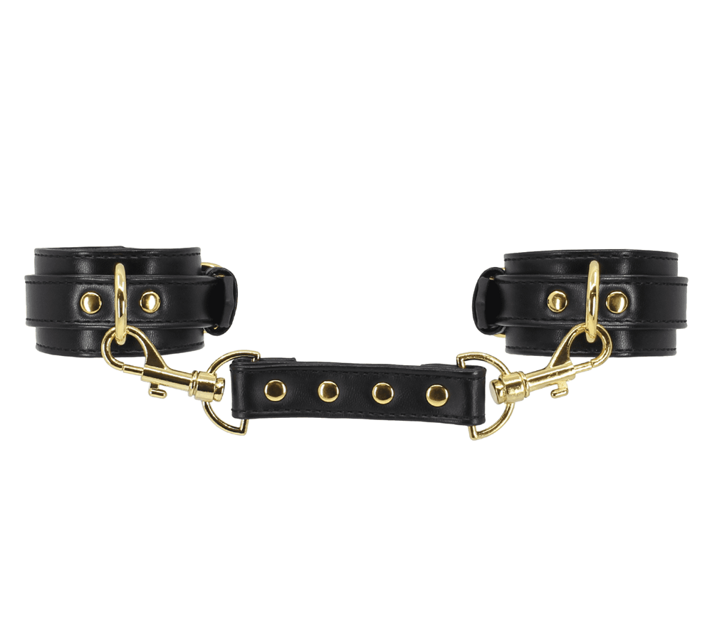 Love In Leather Premium Faux Leather Wrist Cuffs with Padded Comfort Design - Black - Cuffs And Restraints
