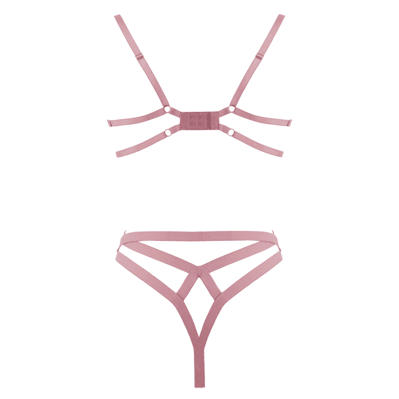 Muse Open Cup Bra With Embroidered Floral Applique Lingerie Set - - Her Fetish