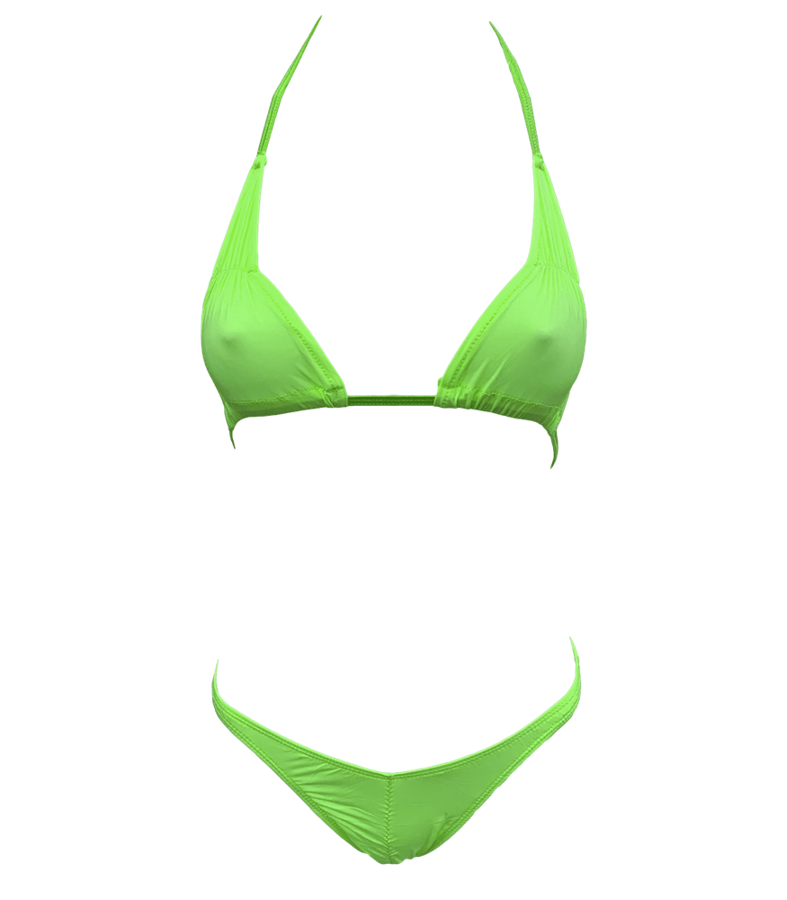 Love In Leather Spandex Fabric Womens Bikini Premium Stretch Construction - Green - Bras and Bra Sets